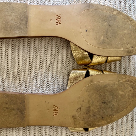 ZARA WOMENS GOLD SLIDE SANDAL - Picture 5 of 8
